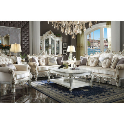 ACME - Picardy II Loveseat with 4 Pillows in Antique Pearl