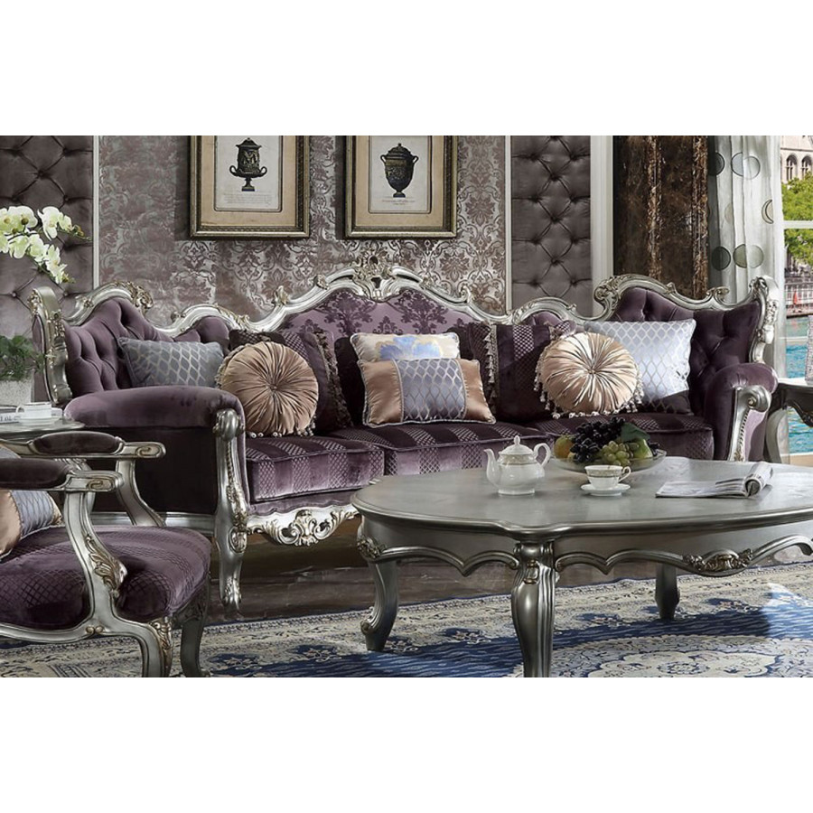 ACME Picardy Sofa - Antique Platinum Silver
