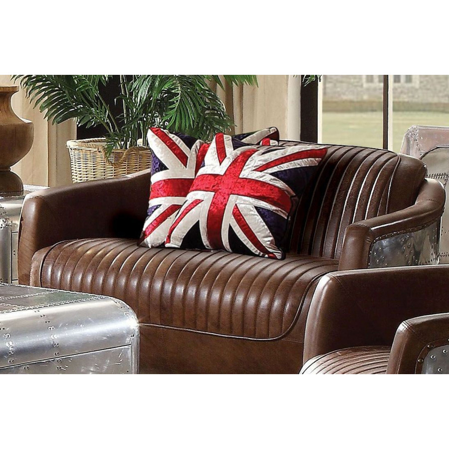 ACME Brancaster Loveseat - Retro Brown/Aluminum