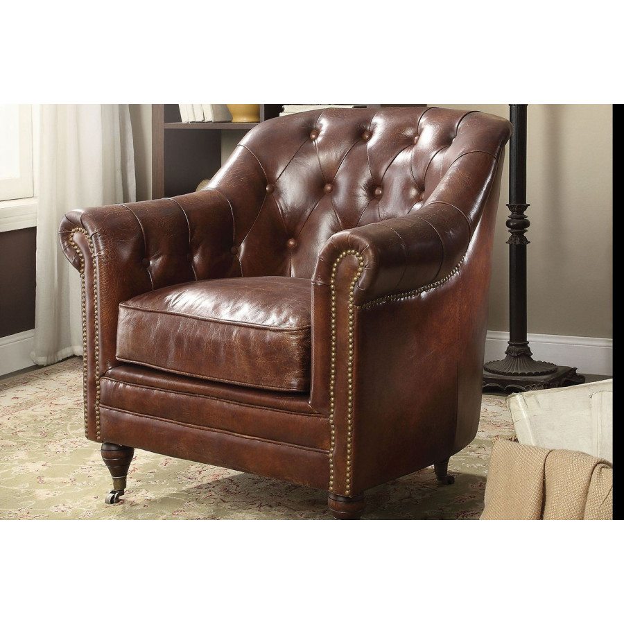 ACME - Aberdeen Accent Chair in Vintage Dark Brown