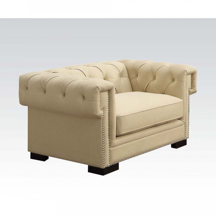 ACME - Eulalia Chair in Cream Polished Velvet