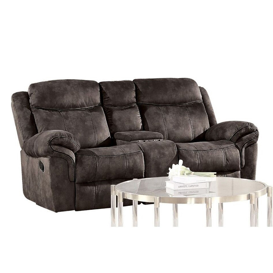 ACME Zubaida Loveseat with USB Port and Console - Chocolate Velvet