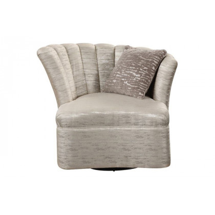 ACME - Athalia Swivel Chair with Pillow in Shimmering Pearl