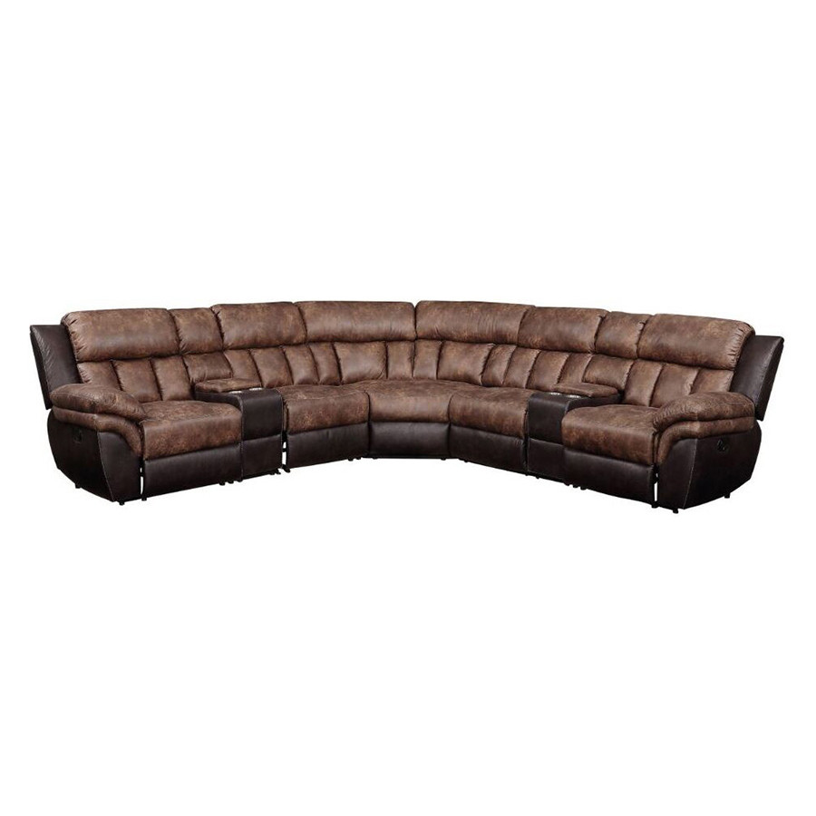 ACME - Jaylen Motion Sectional Sofa in Toffee/Espresso Polished Microfiber