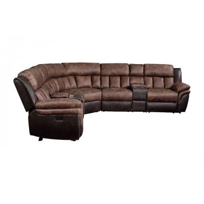 ACME - Jaylen Motion Sectional Sofa in Toffee/Espresso Polished Microfiber
