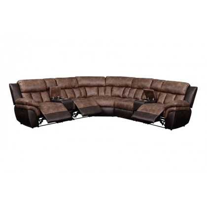 ACME - Jaylen Motion Sectional Sofa in Toffee/Espresso Polished Microfiber