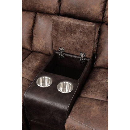 ACME - Jaylen Motion Sectional Sofa in Toffee/Espresso Polished Microfiber