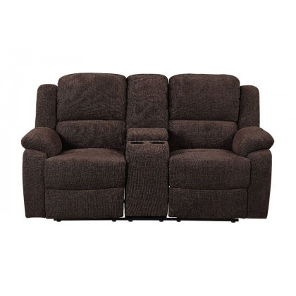 ACME - Madden Motion Loveseat with Console in Brown Chenille