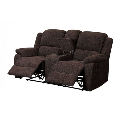 ACME - Madden Motion Loveseat with Console in Brown Chenille