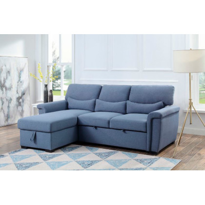 ACME - Haruko Reversible Sectional Sofa with Sleeper & Storage in Blue