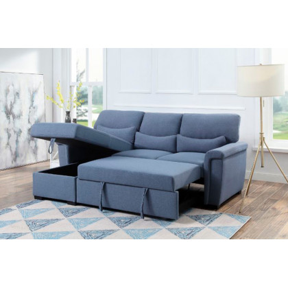 ACME - Haruko Reversible Sectional Sofa with Sleeper & Storage in Blue