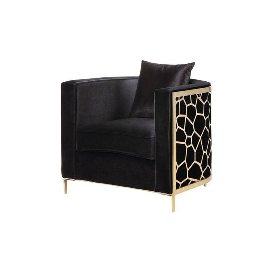 ACME - Fergal Chair with Pillow in Black/Gold