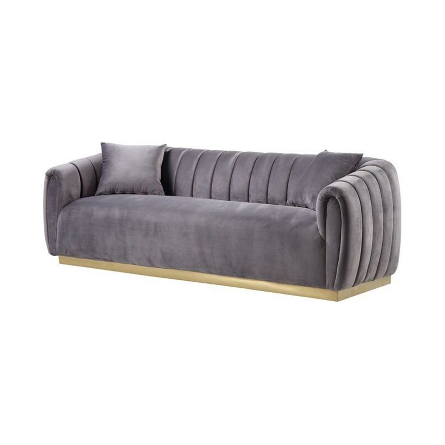 ACME - Elchanon Sofa with 2 Pillows in Gray/Gold
