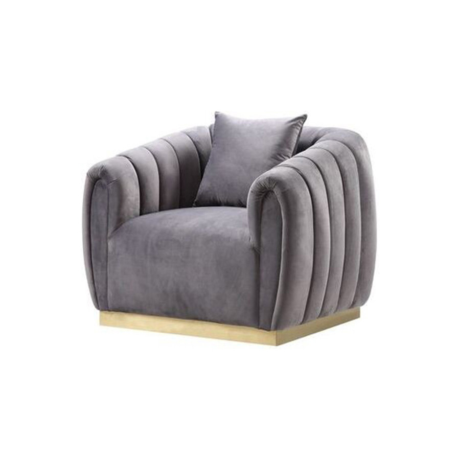 ACME - Elchanon Chair with Pillow in Gray/Gold