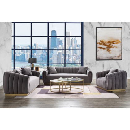ACME - Elchanon Chair with Pillow in Gray/Gold
