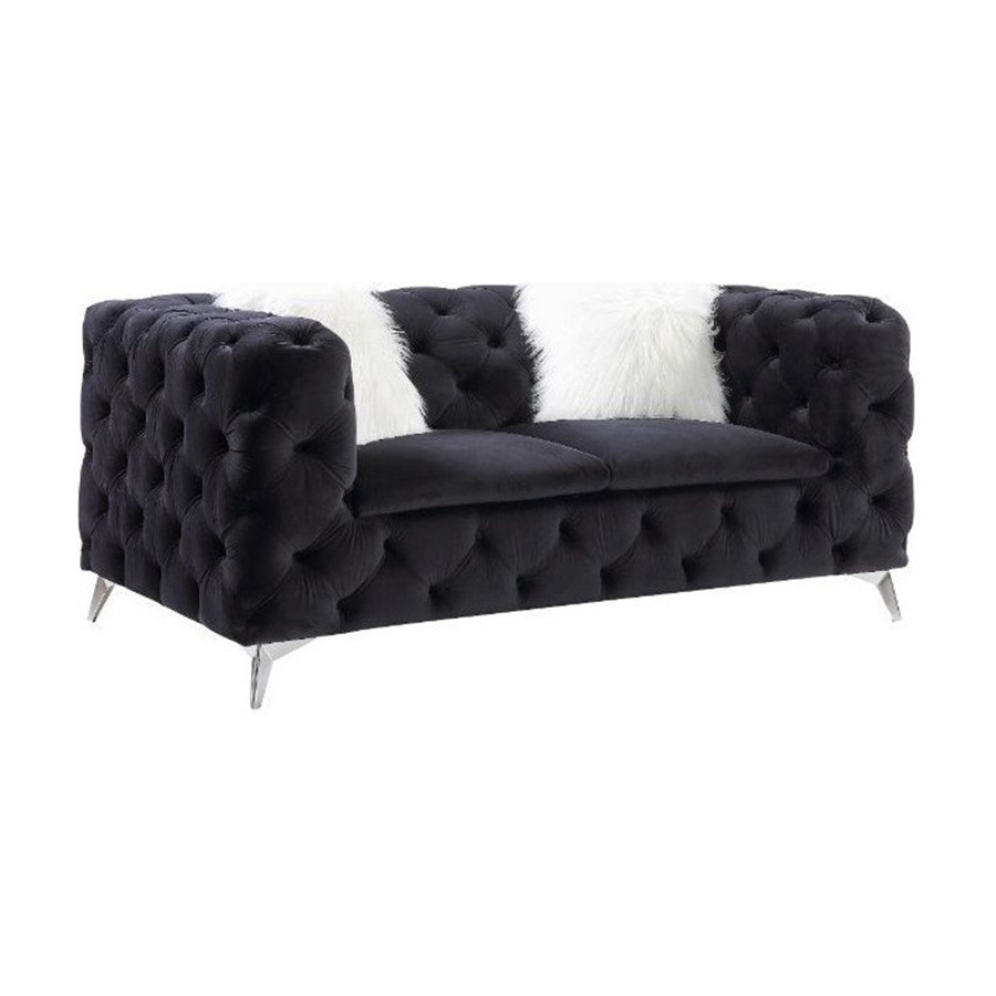 ACME - Phifina Loveseat with 2 Pillows in Black