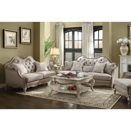 ACME - Chelmsford Sofa with 5 Pillows in Beige/Antique Taupe