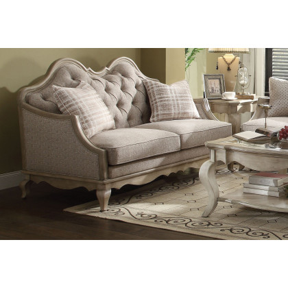 ACME - Chelmsford Chair with Pillow in Beige/Antique Taupe