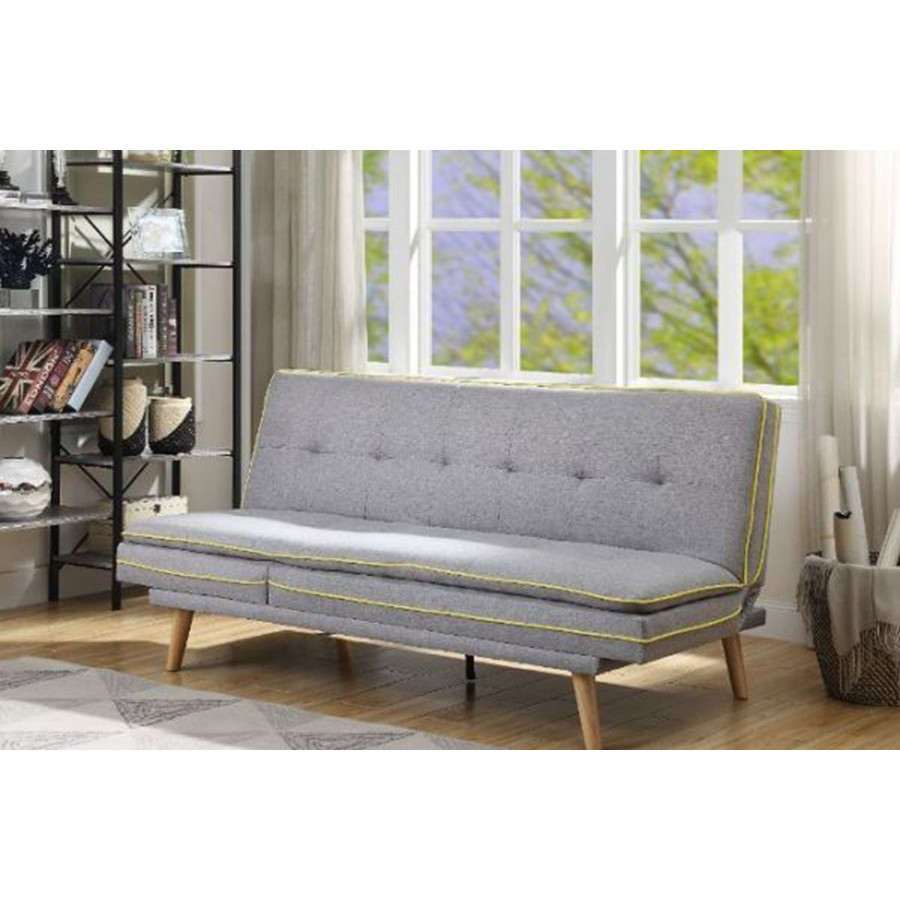 ACME Savilla Adjustable Sofa - Gray Linen and Oak Finish