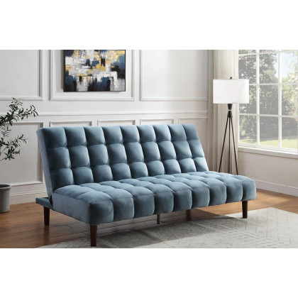 ACME Yolandi Adjustable Sofa - Teal Velvet and Dark Walnut Finish