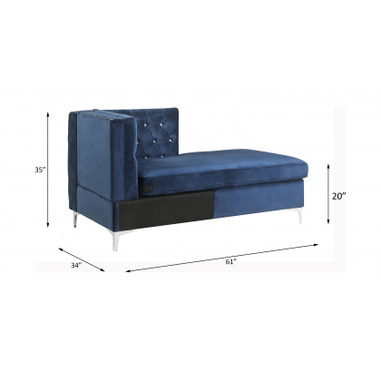 ACME Jaszira Modular Chaise - Blue Velvet