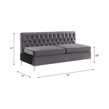 ACME Jaszira Modular Armless Sofa - Gray Velvet