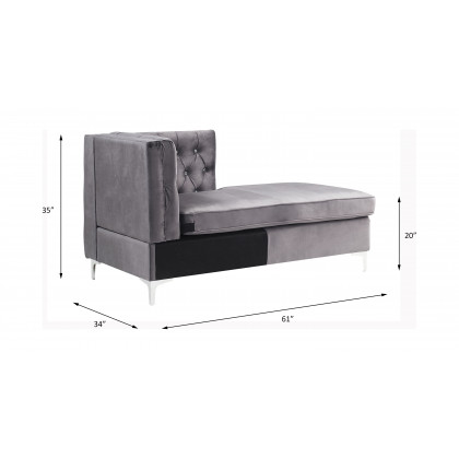 ACME Jaszira Modular Chaise - Gray Velvet