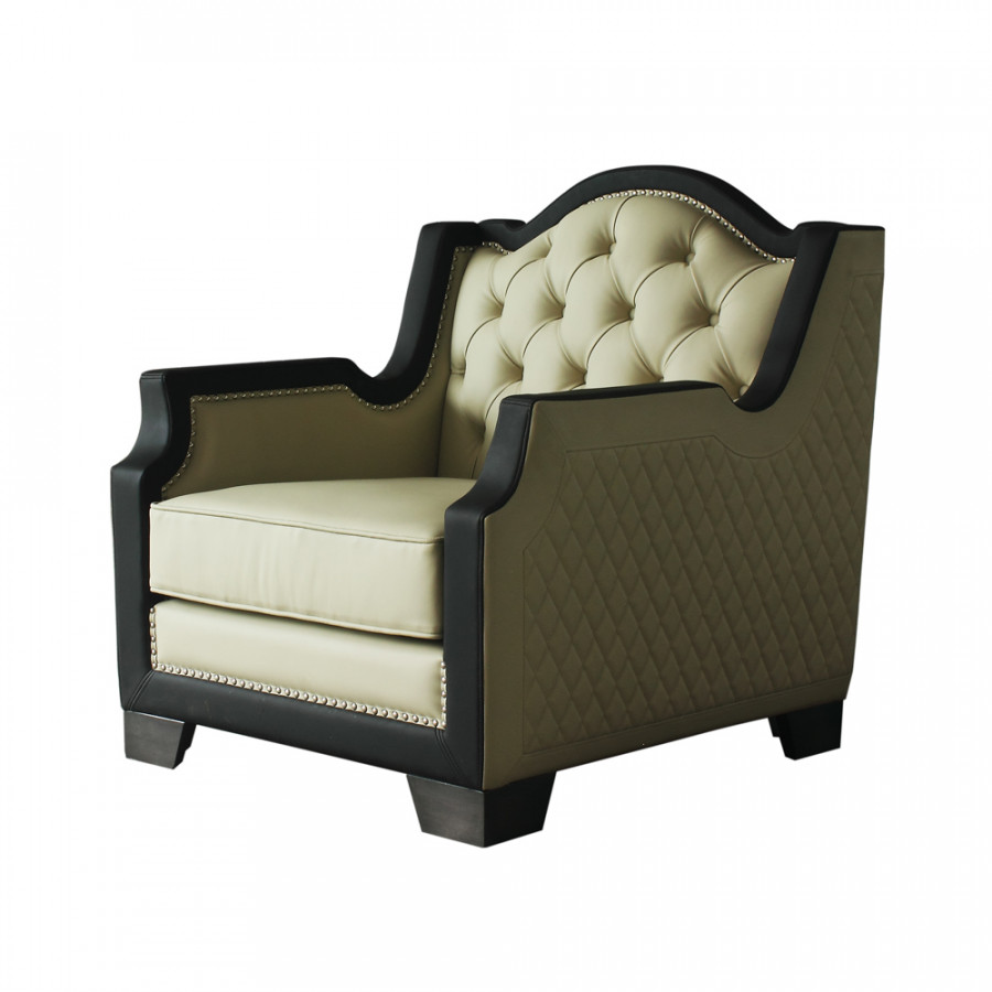 ACME - House Beatrice Chair with Pillow in Beige /Black/Charcoal