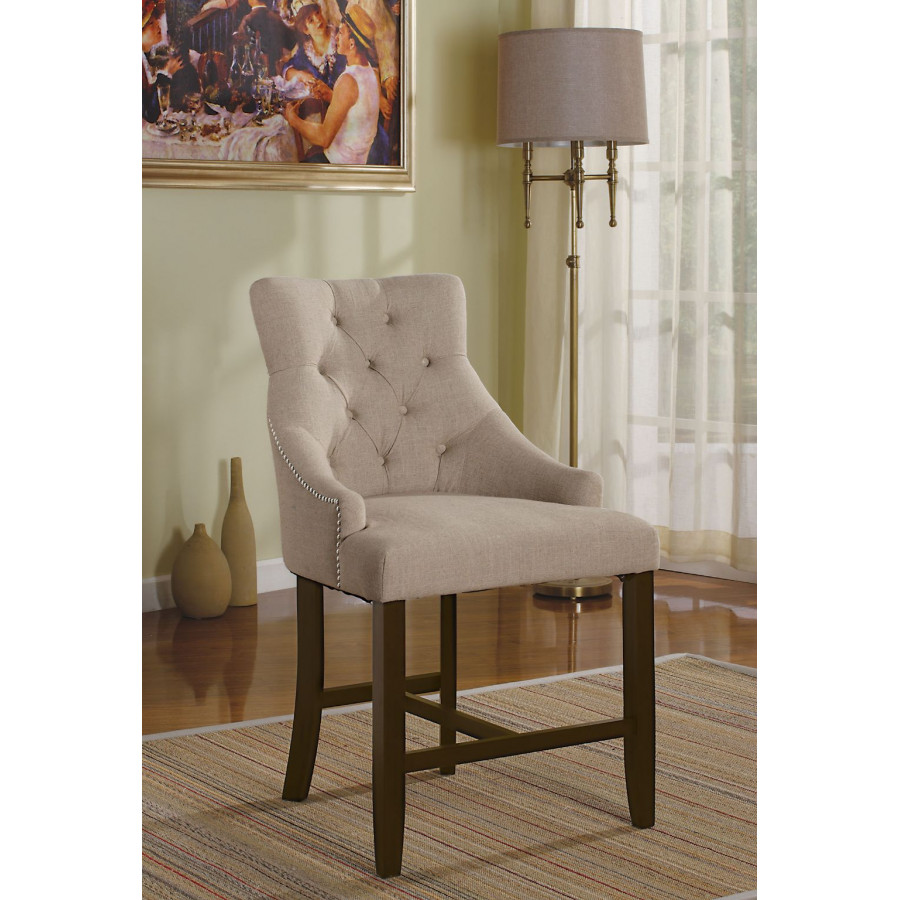 ACME - Drogo Counter Height Chair (2Pc) in Cream Walnut