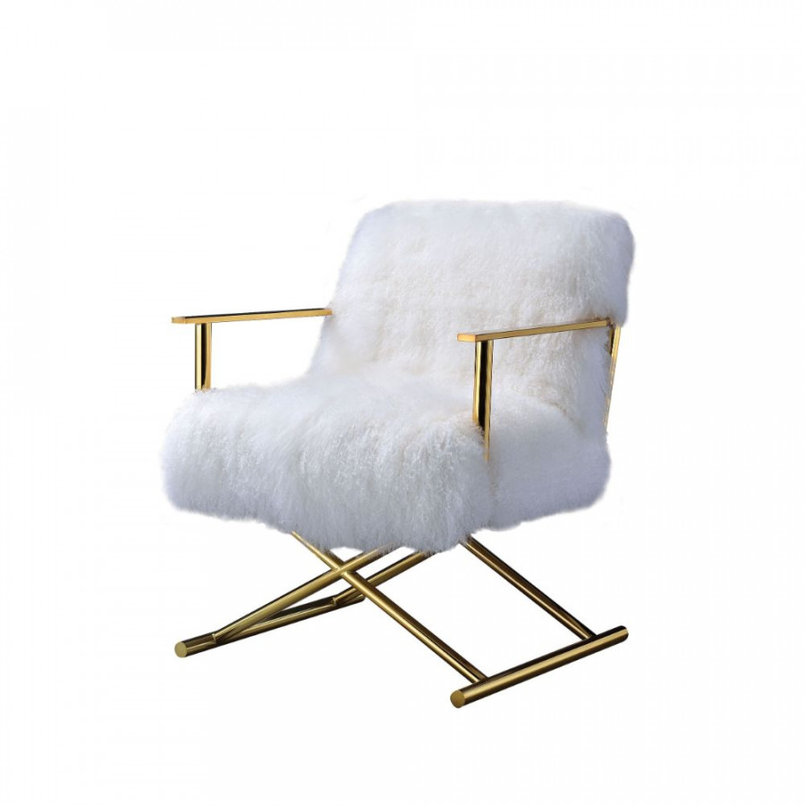 ACME - Bagley Accent Chair in Wool/Gold Brass