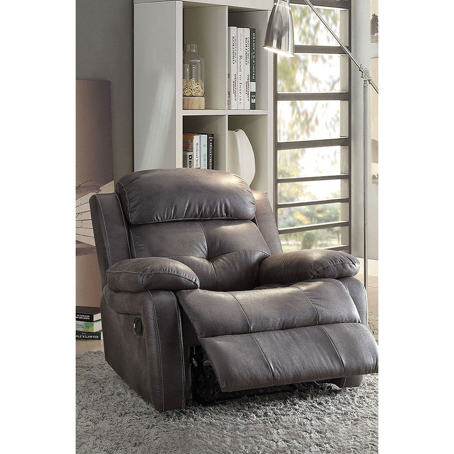 ACME - Ashe Motion Recliner in Gray Polished Microfiber