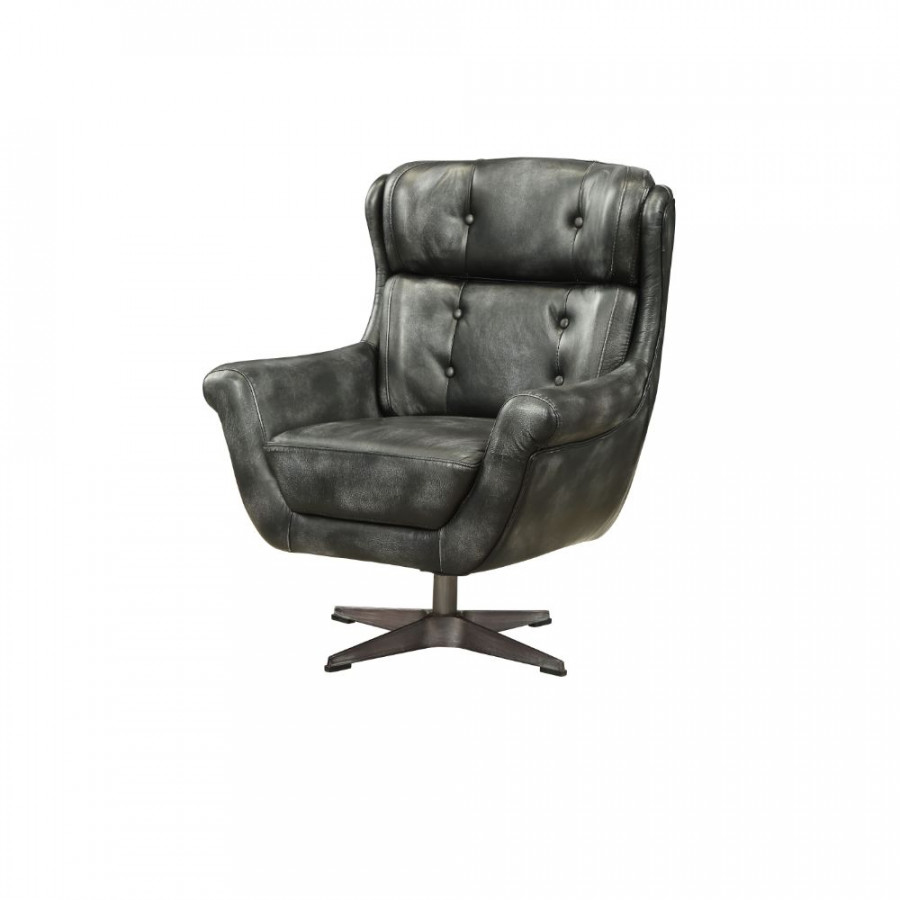 ACME - Asotin Accent Chair with Swivel in Vintage Black