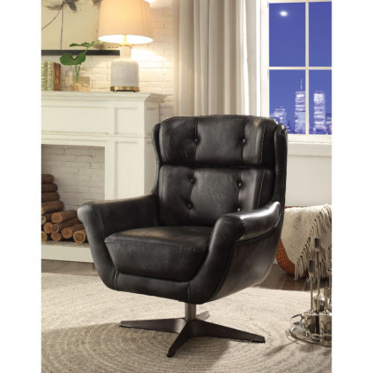 ACME - Asotin Accent Chair with Swivel in Vintage Black