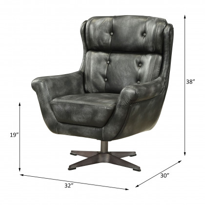 ACME - Asotin Accent Chair with Swivel in Vintage Black