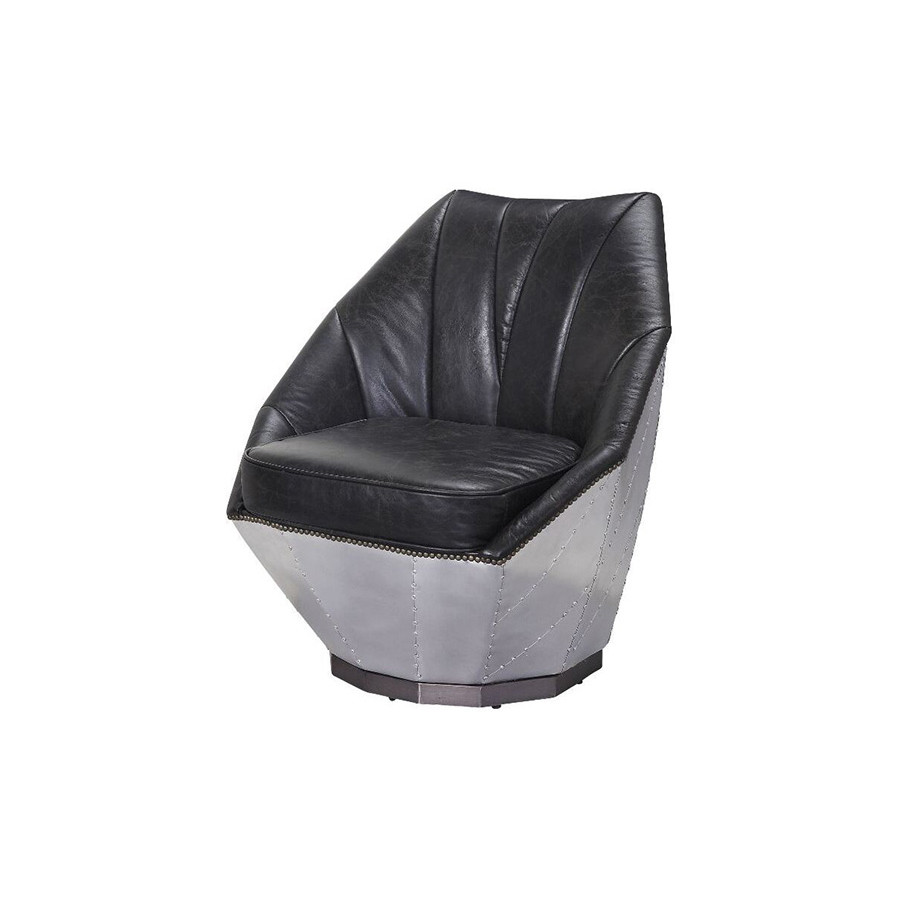 ACME - Brancaster Accent Chair in Distress Espresso/Aluminum