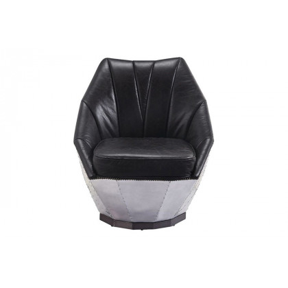ACME - Brancaster Accent Chair in Distress Espresso/Aluminum
