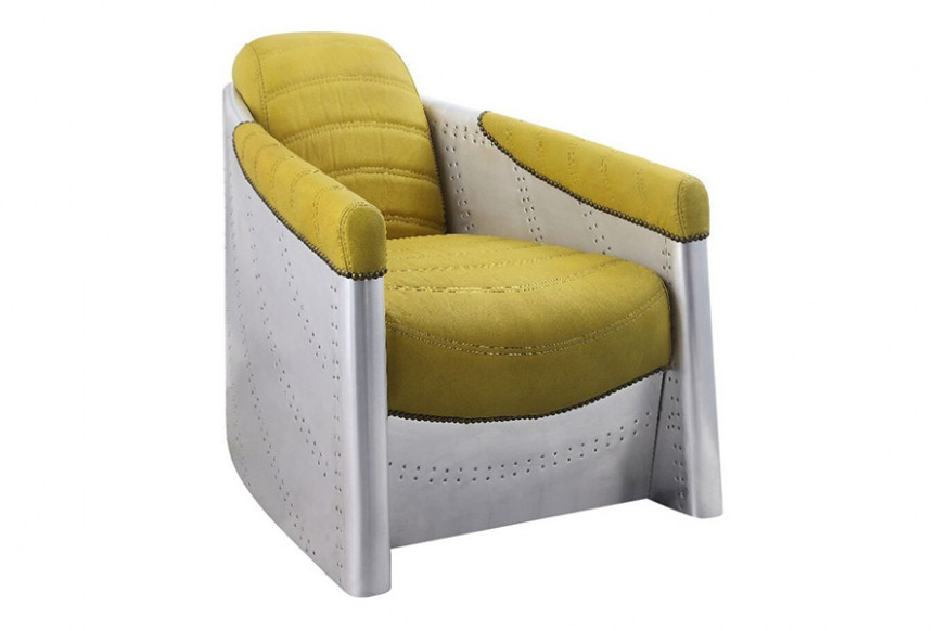 ACME™  - Brancaster Accent Chair Yellow Top Grain Leather