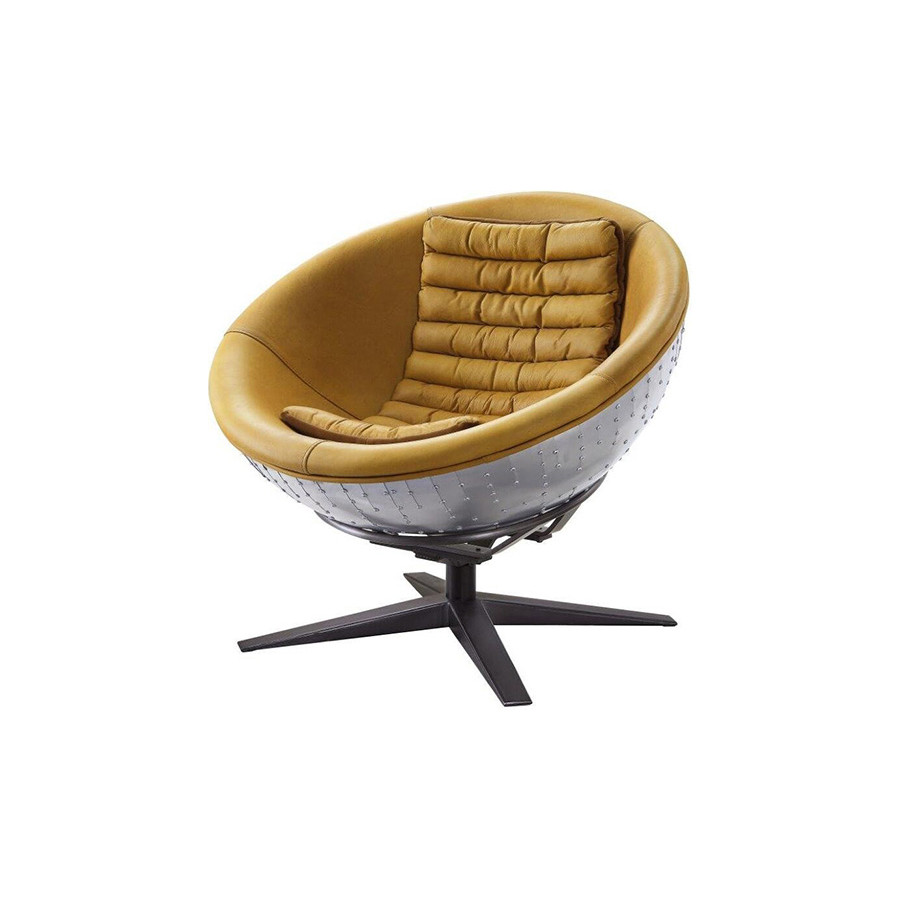 ACME - Brancaster Accent Chair in Turmeric/Aluminum