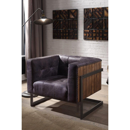 ACME - Sagat Accent Chair in Antique Ebony/Rustic Oak