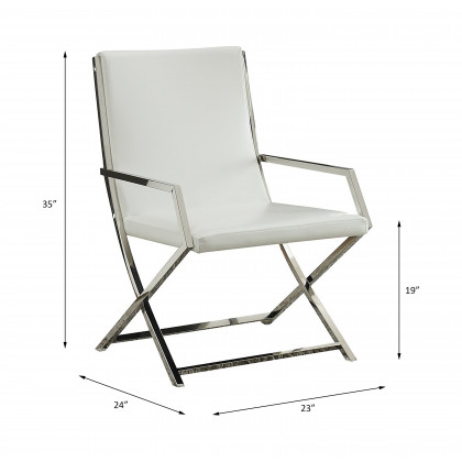 ACME - Rafael Accent Chair in White/Stainless Steel (59775)