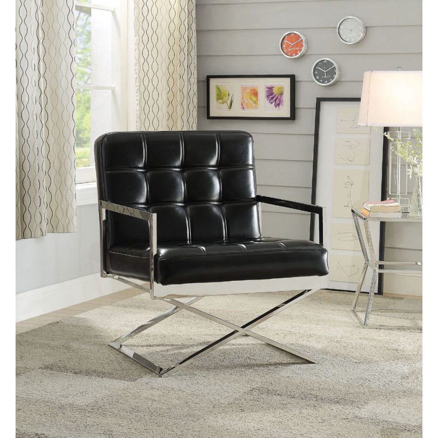 ACME - Rafael Accent Chair in Black/Stainless Steel