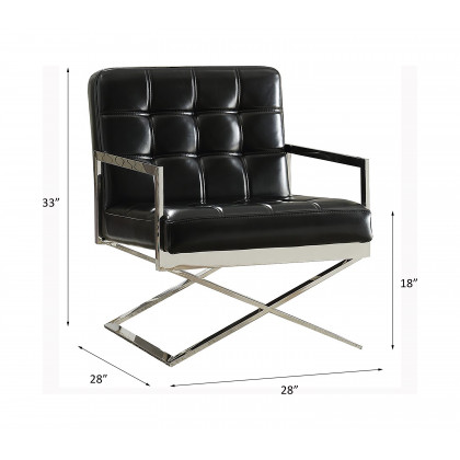 ACME - Rafael Accent Chair in Black/Stainless Steel