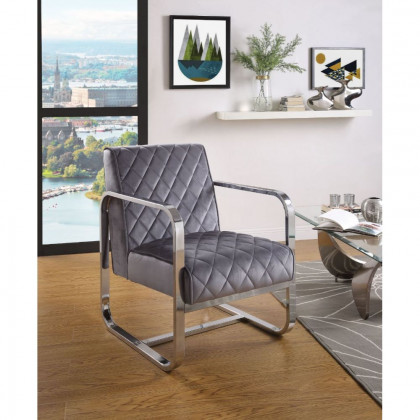 ACME Tasmine Accent Chair - Gray Velvet/Chrome