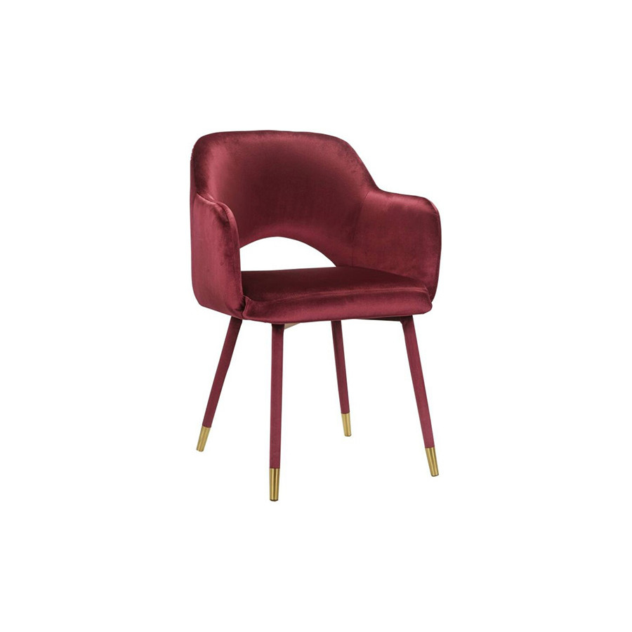 ACME Applewood Accent Chair - Bordeaux Red Velvet and Gold
