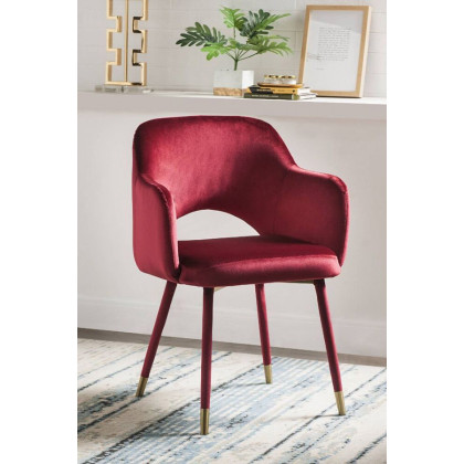 ACME Applewood Accent Chair - Bordeaux Red Velvet and Gold