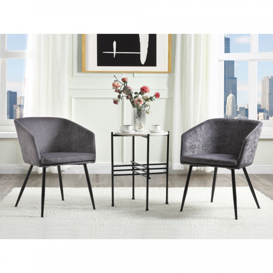 ACME - Taigi 3PC Table & Chair Set in Gray/Black
