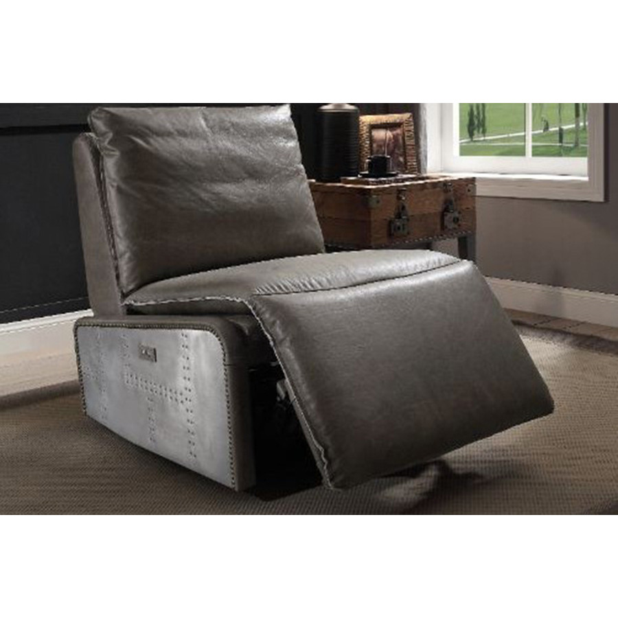ACME - Metier Power Motion Recliner in Gray/Aluminum