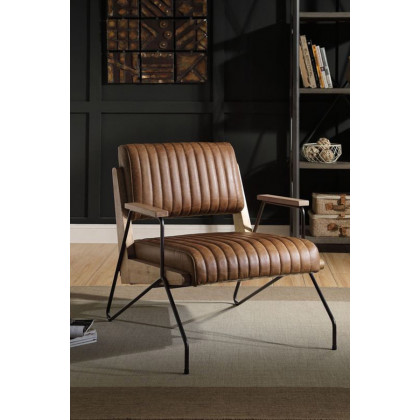 ACME - Eacnlz Accent Chair in Cocoa/Matt Iron