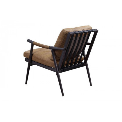 ACME - Anzan Accent Chair in Berham Chestnut/Matt Iron