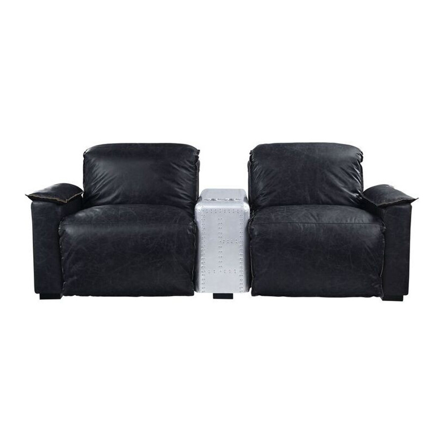 ACME - Misezon Power Motion Recliner in Black/Aluminum